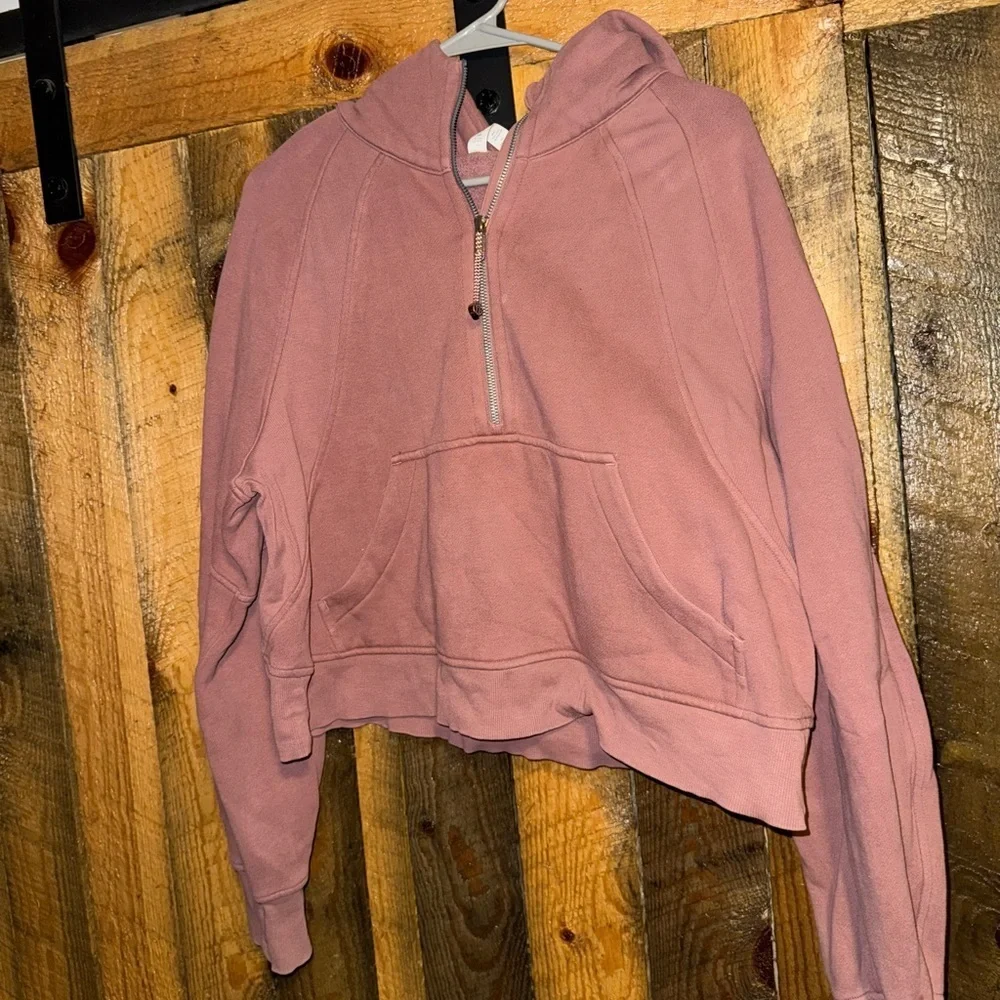 Dusty Rose Scuba Half-Zip Hooded Sweatshirt